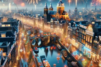 Sylwestrowy Amsterdam z nocnymi fajerwerkami i kanałami