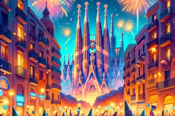 Sylwestrowe świętowanie w Barcelonie z fajerwerkami nad Sagrada Familia