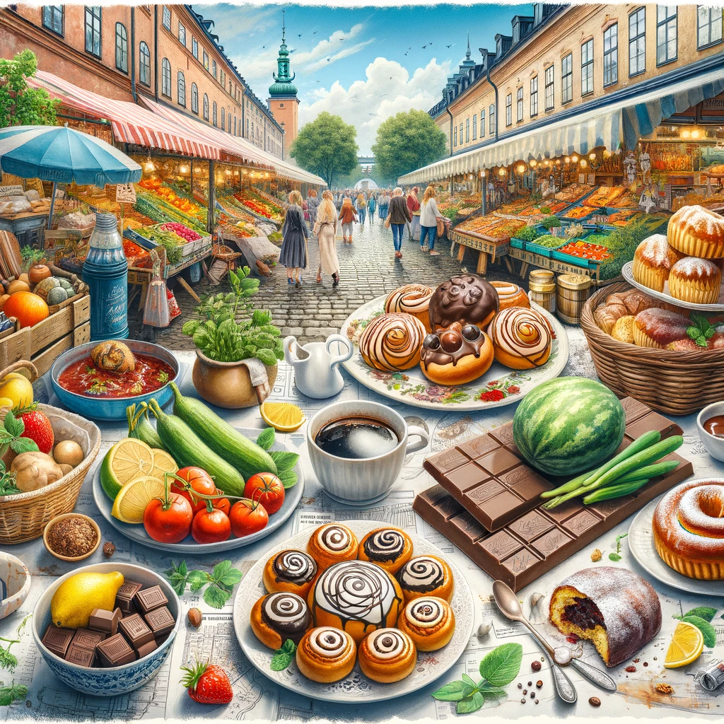 Różnorodność kulinarna Szwecji: targ uliczny, tradycyjne dania i jadalne pamiątki
