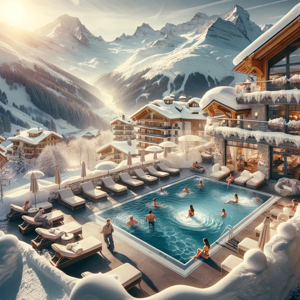 Luksusowy hotel w Alpach Francuskich z ogrzewanym basenem na zewnątrz