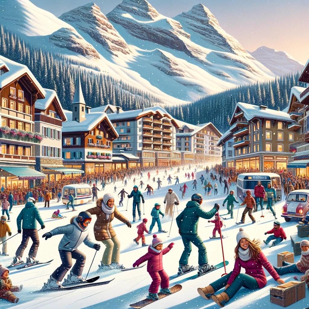 Rodzinna zabawa na stoku narciarskim w Davos
