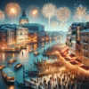 Sylwester w Wenecji z fajerwerkami nad Wielkim Kanałem