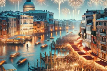 Sylwester w Wenecji z fajerwerkami nad Wielkim Kanałem