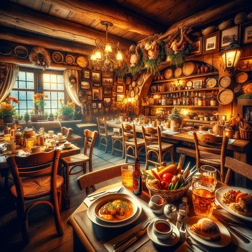 Tradycyjny restauracja w Zakopanem z lokalnymi daniami.