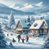 Zimowy widok Szklarskiej Poręby z rodziną cieszącą się śniegiem