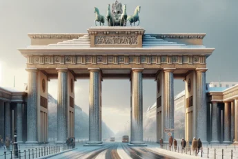 Zimowy widok na Bramę Brandenburską w Berlinie