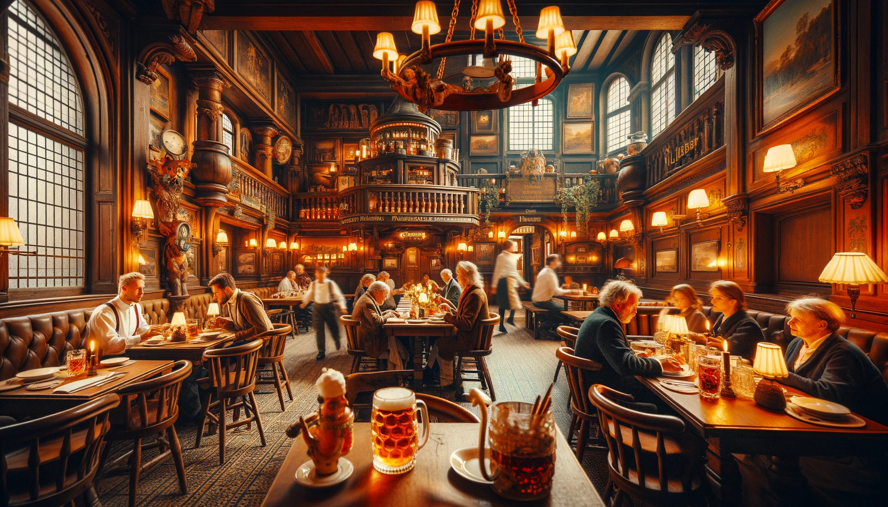 Przytulne i historyczne wnętrze restauracji Auerbachs Keller w Lipsku z podawaną tradycyjną niemiecką kuchnią
