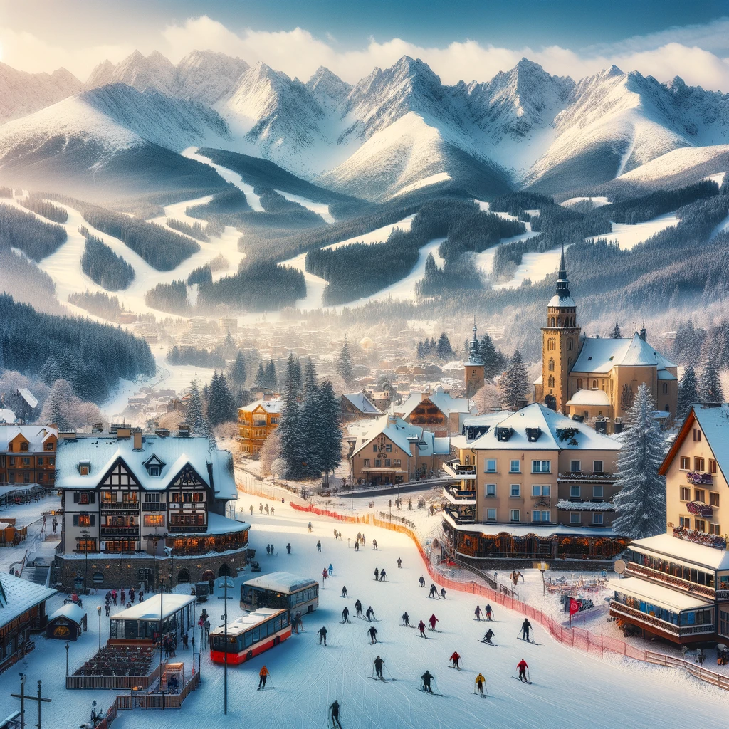 Zakopane zimą: malownicze Tatry i narciarze na stokach