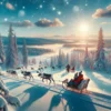 Rodzina ciesząca się jazdą na saniach z reniferami w śnieżnym krajobrazie Finlandii