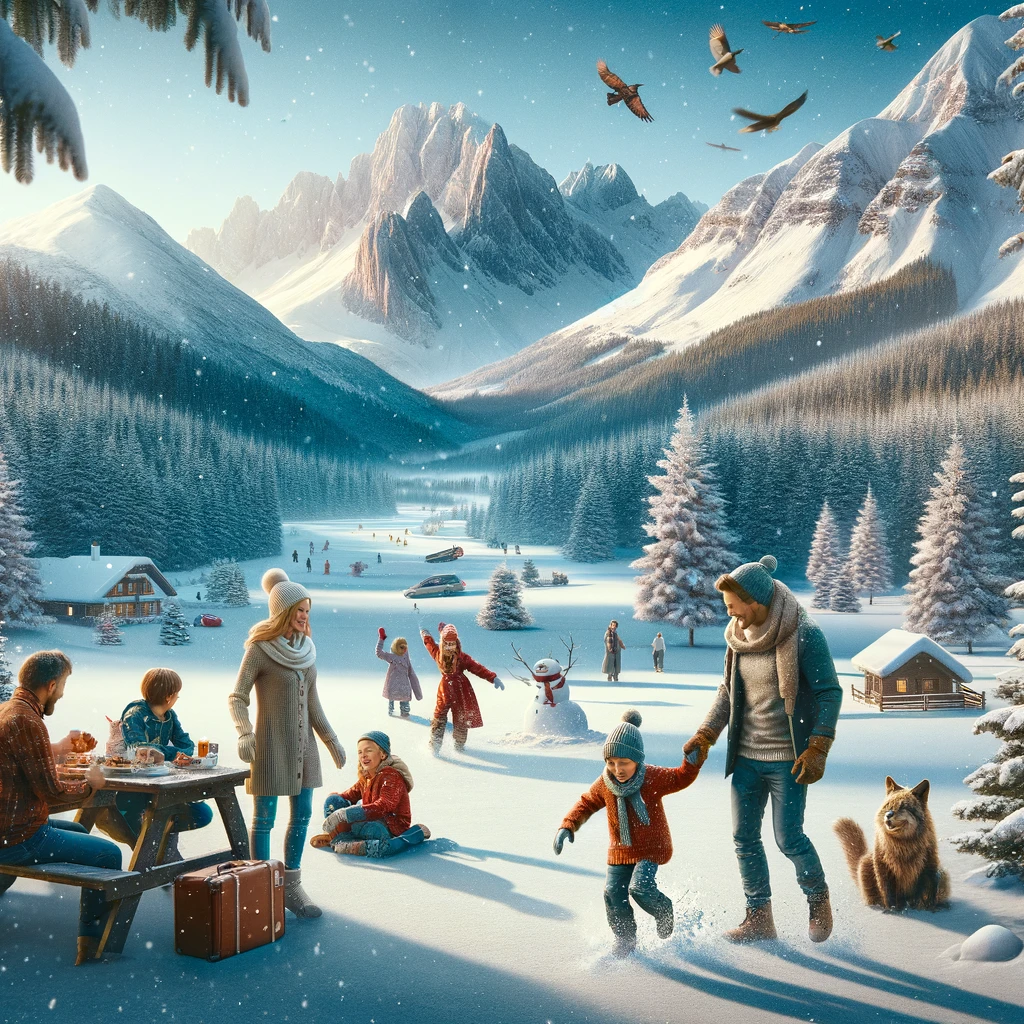 Rodzinne ferie zimowe w Estonii: radość i zabawa na śniegu z widokiem na góry