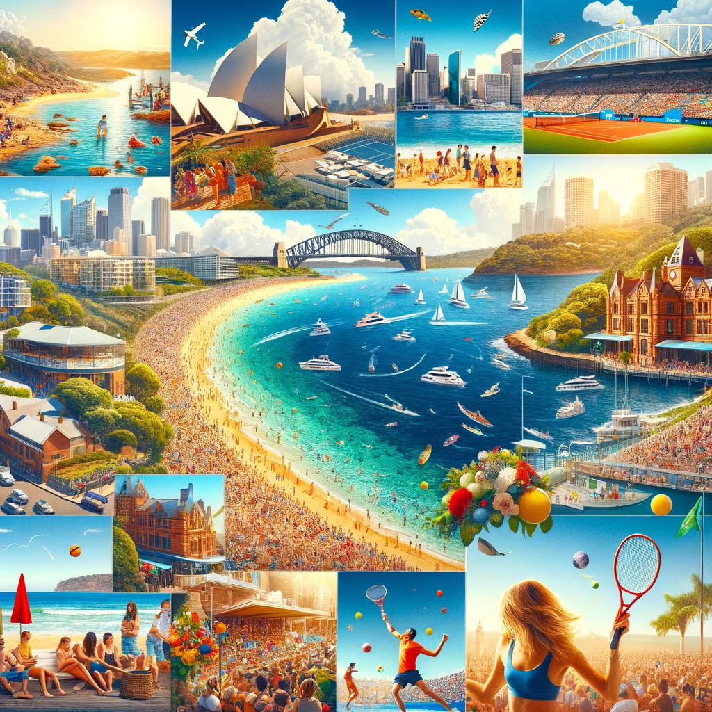 Kolaż australijskiego lata: plaże, Australian Open i Sydney Festival