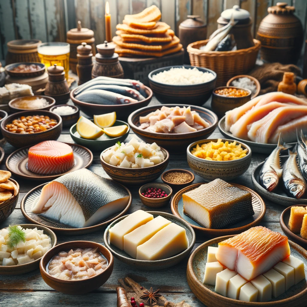 Tradycyjne norweskie dania na stole: Lutefisk, Rakfisk, Fårikål, Kjøttkaker