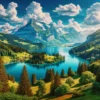 Piękny letni widok na szwajcarskie góry i jezioro