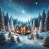 Zimowy krajobraz z przytulną chatą w górach - idealne miejsce na wakacje w grudniu