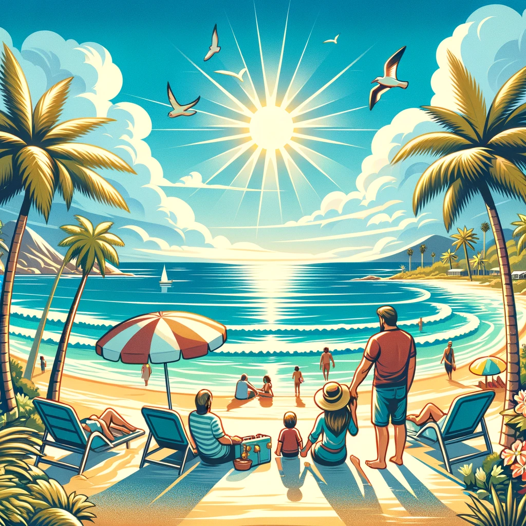 Rodzina ciesząca się słonecznym dniem na plaży na Florydzie