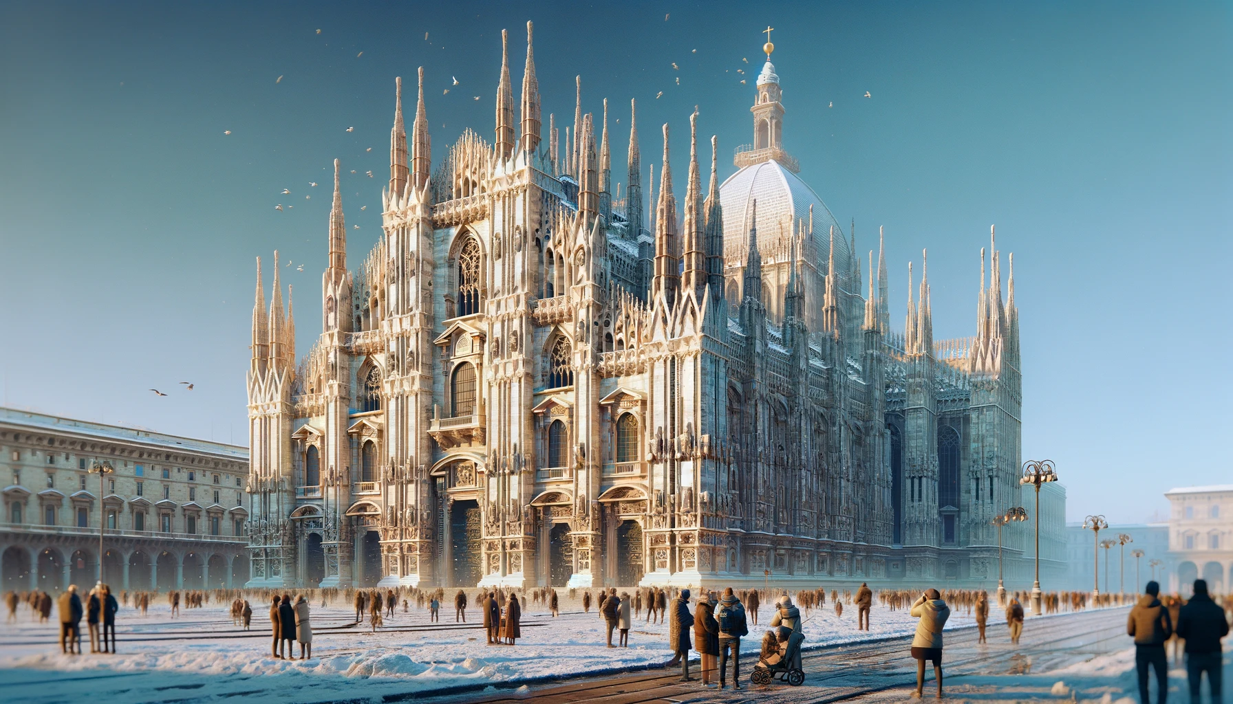 Katedra Duomo di Milano w słoneczny zimowy dzień