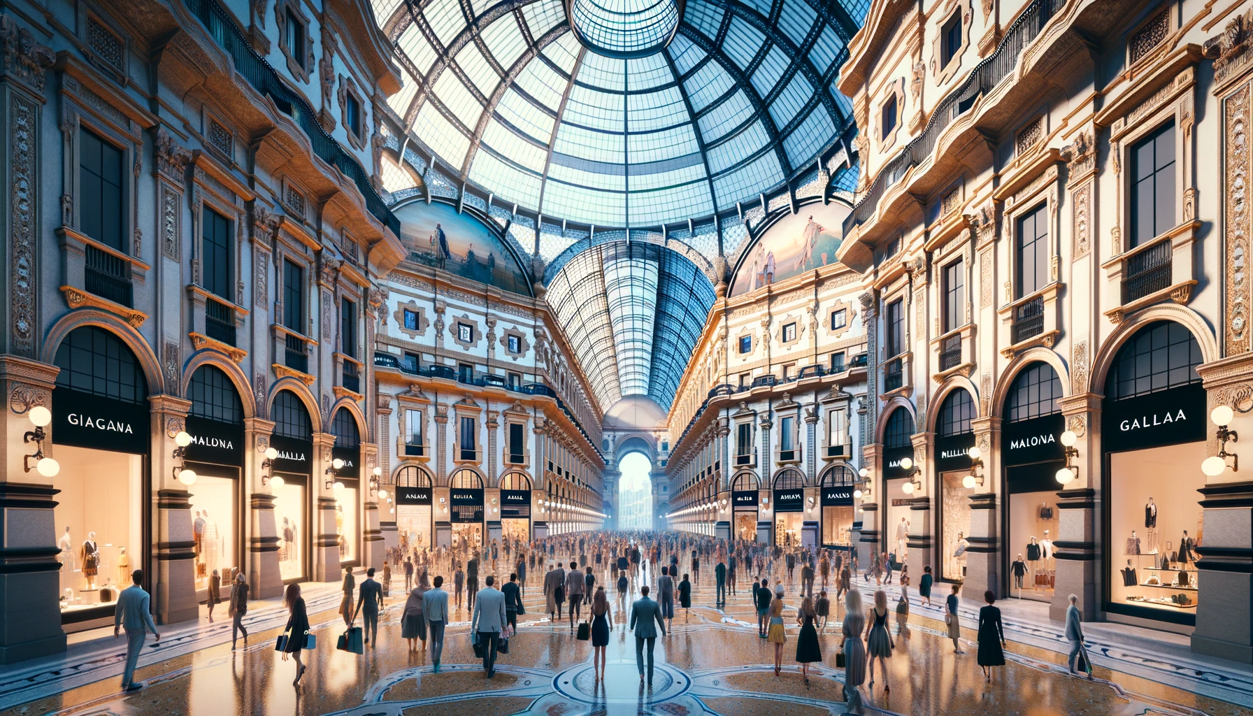 Galeria Vittorio Emanuele II w Mediolanie, ośrodek luksusowych zakupów