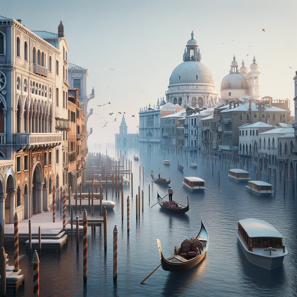 Wenecja w lutym - romantyczny widok kanałów i gondoli