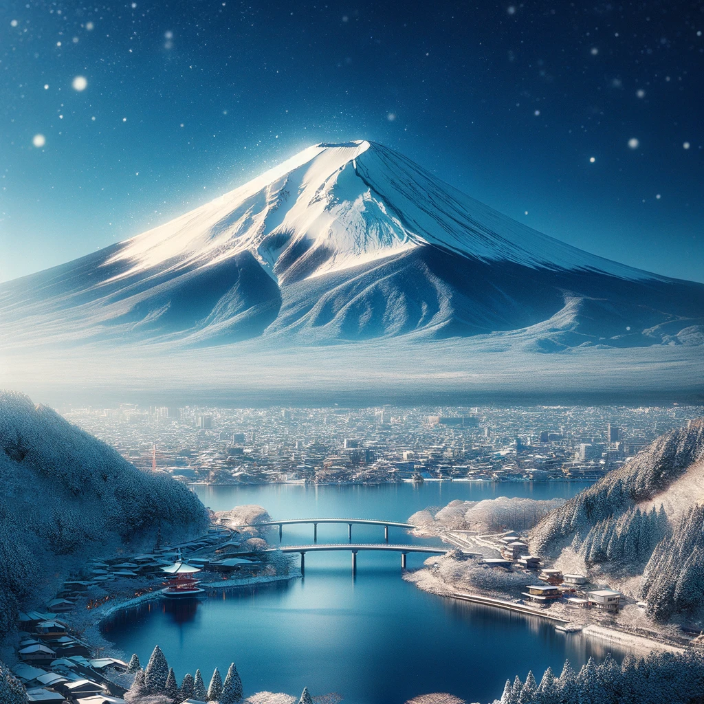 Zimowy widok na Górę Fuji