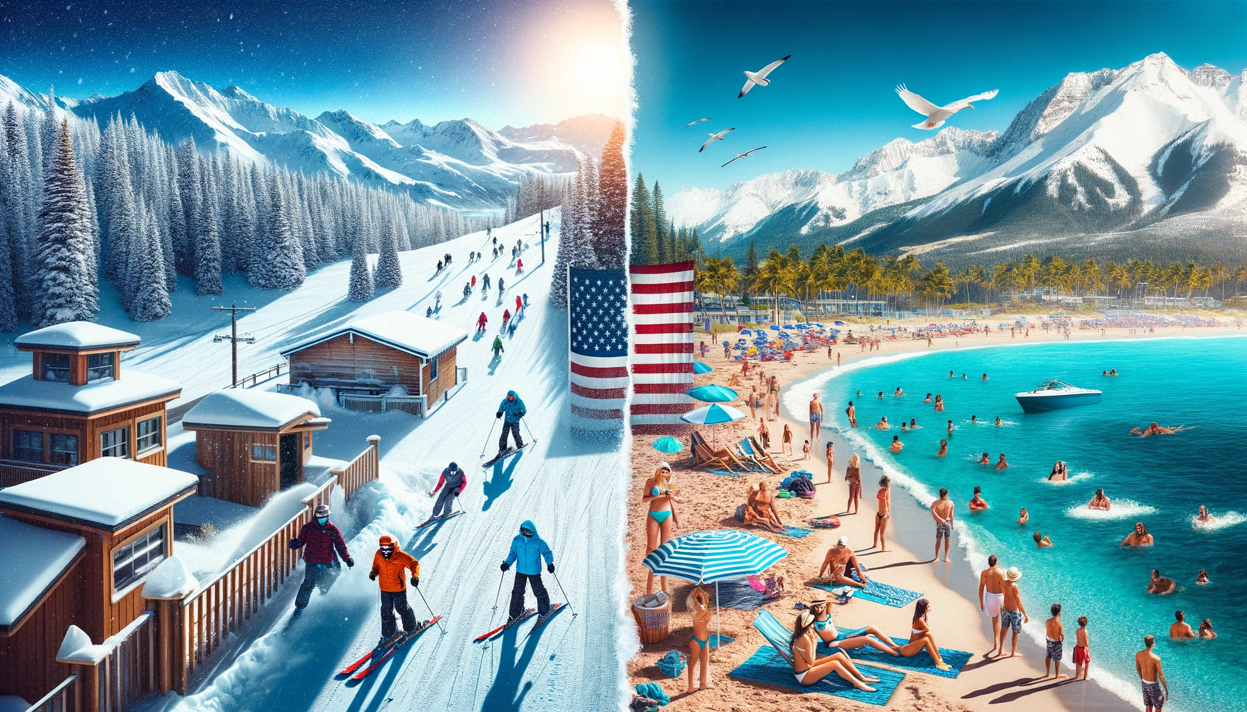 Kontrast krajobrazów w USA w lutym: zimowe stoki Kolorado i słoneczne plaże Florydy