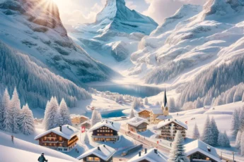 Zimowy krajobraz Szwajcarii, idealny na rodzinny urlop
