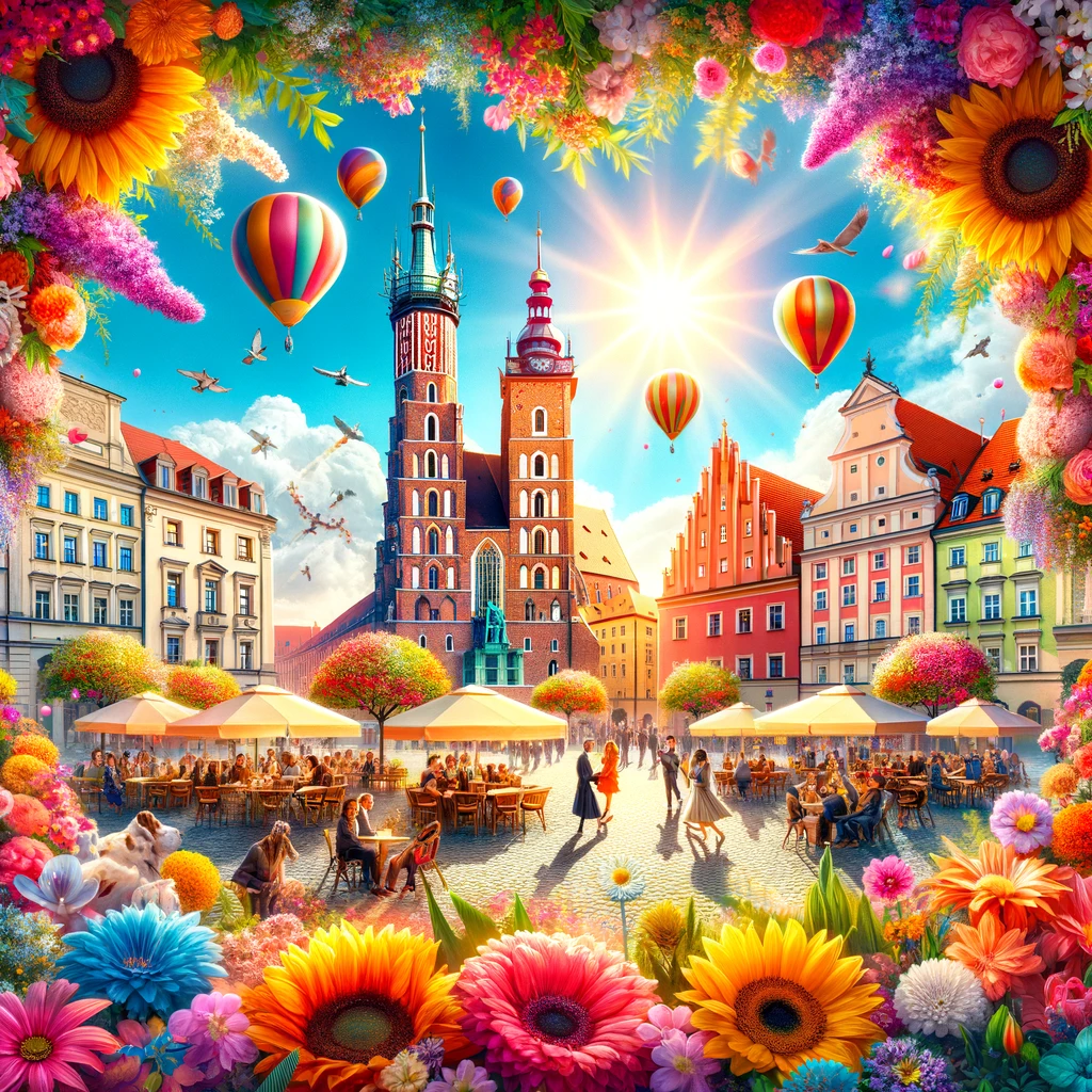 Wrocław na wiosnę - kwitnące kwiaty i radosne twarze na tle historycznych zabytków