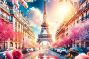 Paryż w marcu: Wieża Eiffla i kwitnące kwiaty