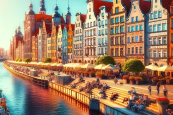 Gdańsk w słoneczny majowy dzień - architektura przy Motławie