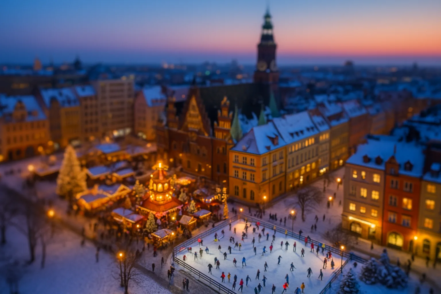 lodowisko i jarmark bożonarodzeniowy na Rynku we Wrocławiu zimą – atrakcje sezonowe, świąteczne światła i aktywny wypoczynek