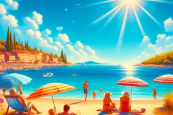 Rodzinne wakacje na słonecznej plaży w Chorwacji, maj
