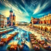 Rynek Główny w Krakowie, tętniący życiem w słoneczny czerwcowy dzień