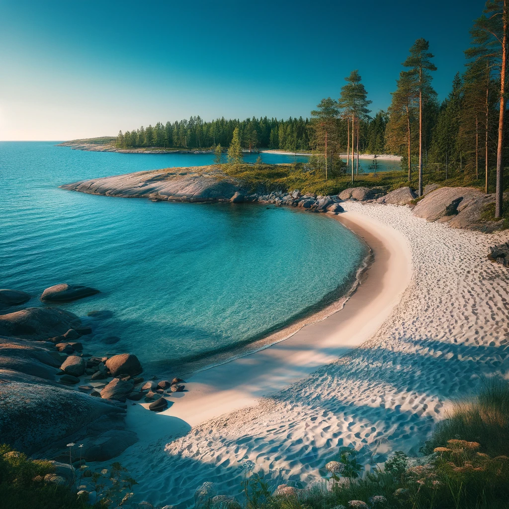 Plaża w Finlandii w słoneczny dzień
