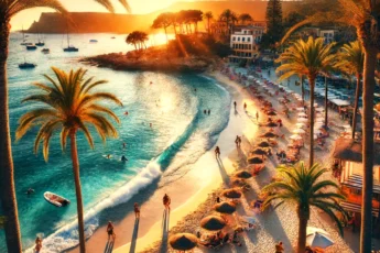 Piękna plaża w Hiszpanii z krystalicznie czystą wodą i palmami