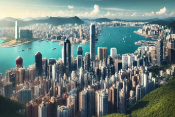 Widok na panoramę Hongkongu latem