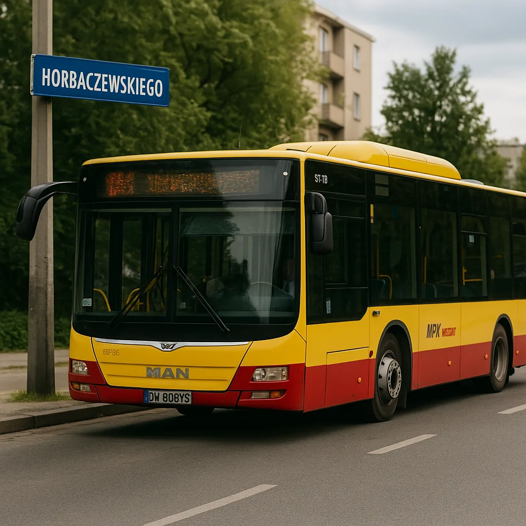 Autobus MPK Wrocław na ul. Horbaczewskiego po zakończonym remoncie