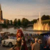 Wrocław weekend 22–24 sierpnia 2025 – kolaż wydarzeń: food trucki Gastro Miasto, cosplay z Dni Fantastyki, klasyczne auta MotoClassic, koncert na żywo, pokaz fontanny multimedialnej