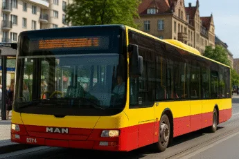 Autobus MPK we Wrocławiu na przystanku w centrum miasta