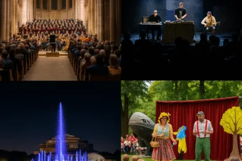 Wrocław 8–11 września 2025 – Wratislavia Cantans w świątyni, scena Avant Art, nocna Fontanna Multimedialna przy Hali Stulecia, teatr dla dzieci w parku