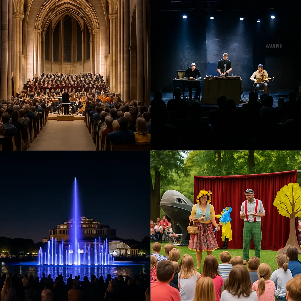 Wrocław 8–11 września 2025 – Wratislavia Cantans w świątyni, scena Avant Art, nocna Fontanna Multimedialna przy Hali Stulecia, teatr dla dzieci w parku